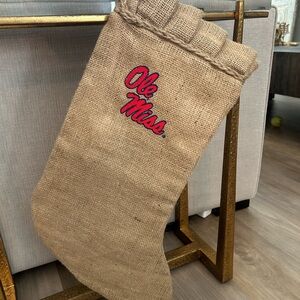 Ole Miss Burlap Christmas Stocking